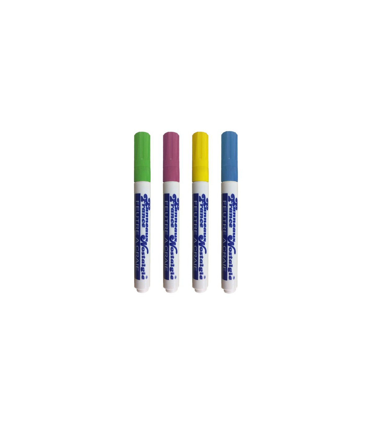 Feutres craie 6 mm assortiment couleurs bleu, fushia, jaune, vert