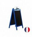 Chevalet stop trottoir cadre bois bleu mer avec ardoises amovibles et bandeaux "POISSONNERIE"