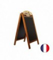 Chevalet stop trottoir cadre bois chêne avec ardoises amovibles et bandeaux "BOULANGERIE"