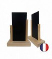 Porte menu de table en bois brut avec ardoise de dimensions 20 x 10 cm - Lot de 2 - Fabrication française