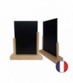 Porte menu de table en bois brut avec ardoise format A5 - Lot de 2 - Fabrication française