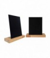 Porte menu de table en bois brut dimensions 21 x 6,5 x 2,4 cm avec rainure inclinée et ardoise - Lot de 2