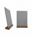 Porte menu de table en bois brut dimensions 21 x 6,5 x 2,4 cm avec rainure inclinée et plexi - Lot de 2