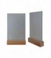 Porte menu de table en bois brut dimensions 15x3,6x3,6 cm avec plexi A5 - Lot de 2