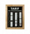 Panneau avec ardoise "TARIF DES CONSOMMATIONS" traditionnel dimensions 61 x 41 cm