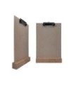 Porte menu en bois brut 21 x 3,6 x 3,6 cm avec porte document bois A4 - Lot de 2