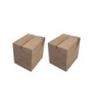 Socle cube en bois brut de dimensions 8 x 8 x 6,5 cm avec rainure - Lot de 2