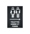 Sticker autocollant "TOILETTES HOMME ET FEMME" flèche à droite format A5