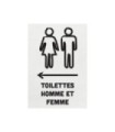 Sticker autocollant "TOILETTES HOMME ET FEMME" flèche à gauche format A5