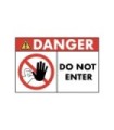 Sticker autocollant "DANGER - DO NOT ENTER" format A4 (fond rouge)